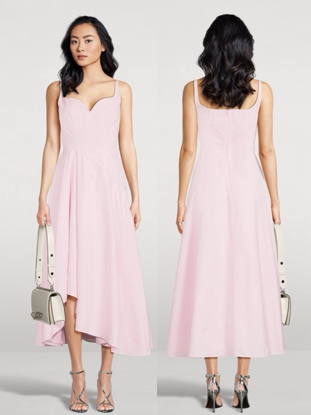 Alexander McQueen Asymmetric Cotton Poplin Midi Dress Ice Pink IT 40 US 4 NWT - Picture 15 of 17